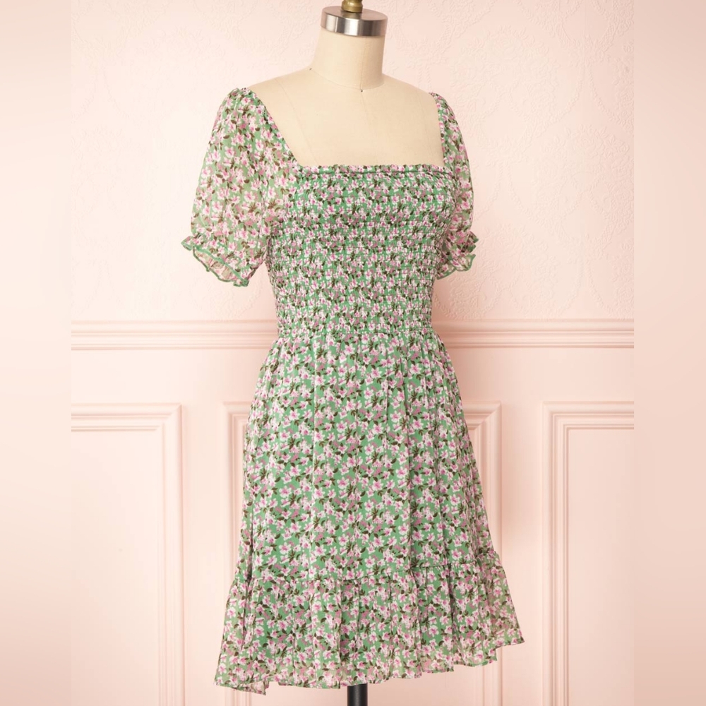Ditsy floral smocked dress